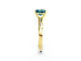 Yellow gold Princess Cut Blue Topaz Engagement Ring with Side Stone Accents and Four-Prong Setting_41
