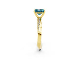 Yellow gold Princess Cut Blue Topaz Engagement Ring with Side Stone Accents and Four-Prong Setting_62