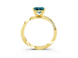 Yellow gold Princess Cut Blue Topaz Engagement Ring with Side Stone Accents and Four-Prong Setting_63