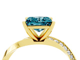 Yellow gold Princess Cut Blue Topaz Engagement Ring with Side Stone Accents and Four-Prong Setting_64