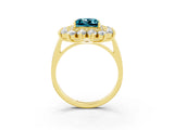 Yellow gold Princess Cut Blue Topaz Floral Double Halo Engagement Ring with Prong Setting_63