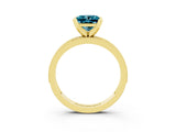 Yellow gold Princess Cut Blue Topaz Milgrain Pavé Engagement Ring with Four-Prong Setting_15