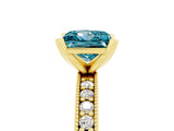 Yellow gold Princess Cut Blue Topaz Milgrain Pavé Engagement Ring with Four-Prong Setting_17