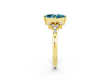 Yellow gold Princess Cut Blue Topaz Ring with Side Stones and Four-Prong Setting_38