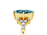 Yellow gold Princess Cut Blue Topaz Ring with Side Stones and Four-Prong Setting_41