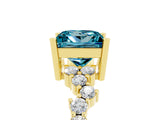 Yellow gold Princess Cut Blue Topaz Scattered Round Accent Ring with Prong Setting_33