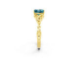 Yellow gold Princess Cut Blue Topaz Solitaire Celtic Knot Ring with Four-Prong Setting_14