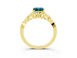 Yellow gold Princess Cut Blue Topaz Solitaire Celtic Knot Ring with Four-Prong Setting_15