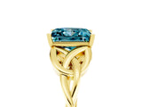 Yellow gold Princess Cut Blue Topaz Solitaire Celtic Knot Ring with Four-Prong Setting_17