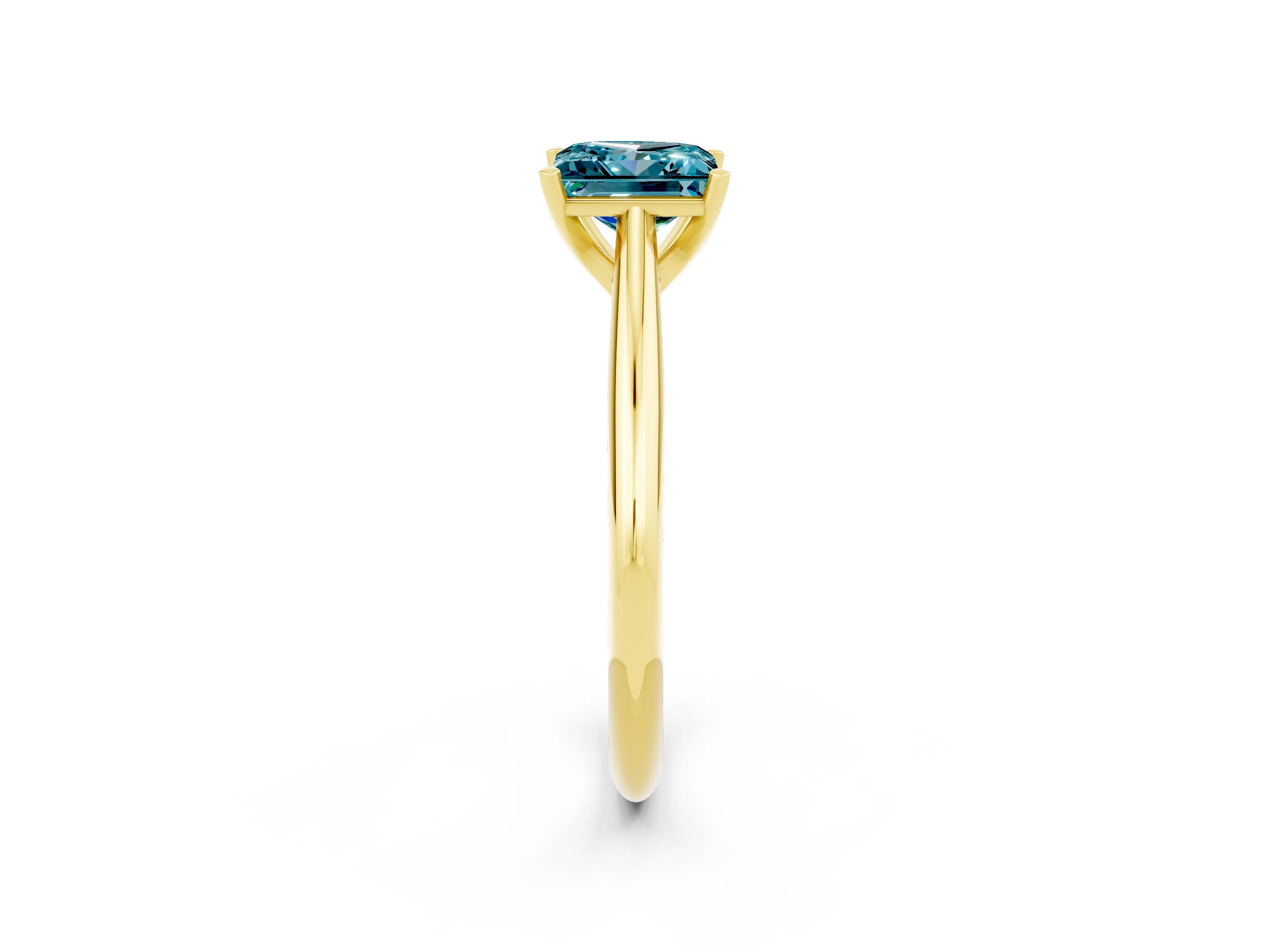 Yellow gold Princess Cut Blue Topaz Solitaire Engagement Ring with Cathedral Setting and Four-Prong Mount_14