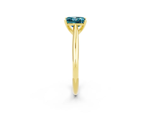 Yellow gold Princess Cut Blue Topaz Solitaire Engagement Ring with Cathedral Setting and Four-Prong Mount_14