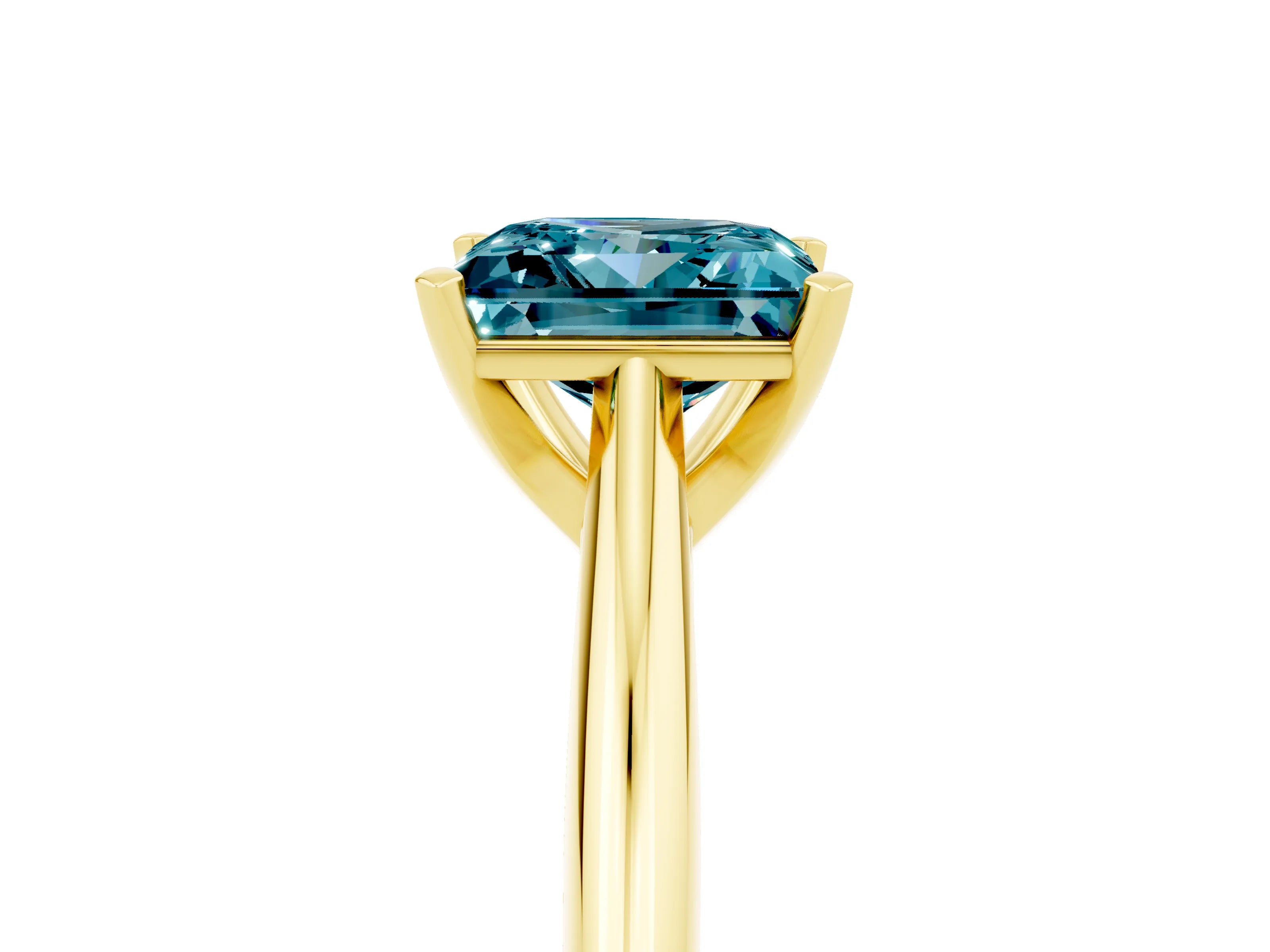 Yellow gold Princess Cut Blue Topaz Solitaire Engagement Ring with Cathedral Setting and Four-Prong Mount_17