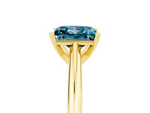 Yellow gold Princess Cut Blue Topaz Solitaire Engagement Ring with Cathedral Setting and Four-Prong Mount_17