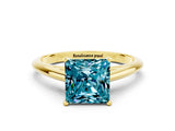 Yellow gold Princess Cut Blue Topaz Solitaire Engagement Ring with Cathedral Setting and Four-Prong Mount_18