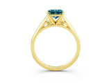 Yellow gold Princess Cut Blue Topaz Solitaire Engagement Ring with Cathedral Setting and Four-Prong Mount_21