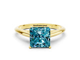 Yellow gold Princess Cut Blue Topaz Solitaire Engagement Ring with Cathedral Setting and Four-Prong Mount_24