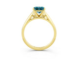 Yellow gold Princess Cut Blue Topaz Solitaire Engagement Ring with Cathedral Setting and Four-Prong Mount_27