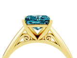Yellow gold Princess Cut Blue Topaz Solitaire Engagement Ring with Cathedral Setting and Four-Prong Mount_28