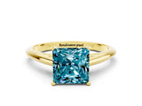 Yellow gold Princess Cut Blue Topaz Solitaire Engagement Ring with Cathedral Setting and Four-Prong Mount_66