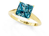 Yellow gold Princess Cut Blue Topaz Solitaire Engagement Ring with Cathedral Setting and Four-Prong Mount_67