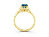 Yellow gold Princess Cut Blue Topaz Solitaire Engagement Ring with Cathedral Setting and Four-Prong Mount_69