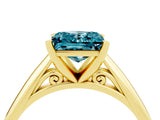 Yellow gold Princess Cut Blue Topaz Solitaire Engagement Ring with Cathedral Setting and Four-Prong Mount_70