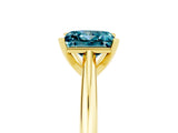 Yellow gold Princess Cut Blue Topaz Solitaire Engagement Ring with Cathedral Setting and Four-Prong Mount_71