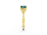 Yellow gold Princess Cut Blue Topaz Solitaire Engagement Ring with Celtic Knot Band and Four-Prong Setting_2