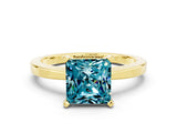 Yellow gold Princess Cut Blue Topaz Solitaire Engagement Ring with Classic Band and Four-Prong Setting_24