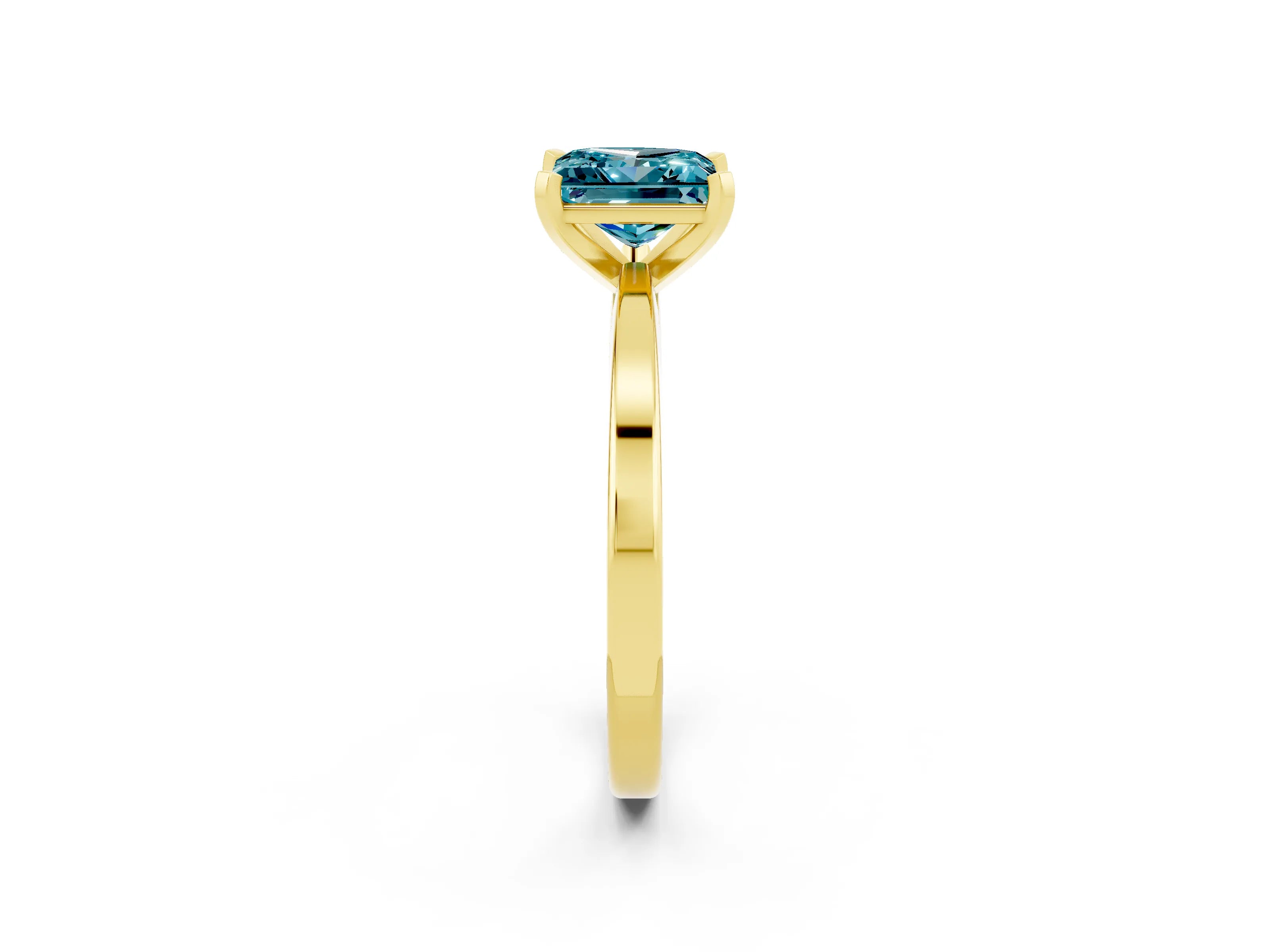 Yellow gold Princess Cut Blue Topaz Solitaire Engagement Ring with Classic Band and Four-Prong Setting_26