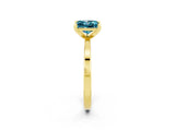 Yellow gold Princess Cut Blue Topaz Solitaire Engagement Ring with Classic Band and Four-Prong Setting_26
