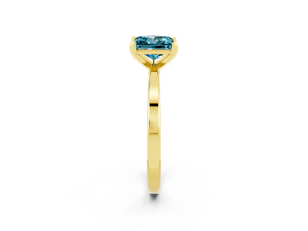 Yellow gold Princess Cut Blue Topaz Solitaire Engagement Ring with Classic Band and Four-Prong Setting