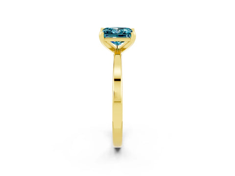 Yellow gold Princess Cut Blue Topaz Solitaire Engagement Ring with Classic Band and Four-Prong Setting_26