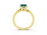 Yellow gold Princess Cut Blue Topaz Solitaire Engagement Ring with Classic Band and Four-Prong Setting_27