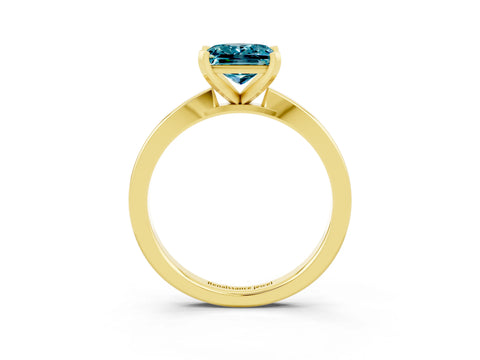 Yellow gold Princess Cut Blue Topaz Solitaire Engagement Ring with Classic Band and Four-Prong Setting_27