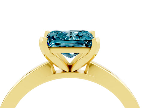 Yellow gold Princess Cut Blue Topaz Solitaire Engagement Ring with Classic Band and Four-Prong Setting_28
