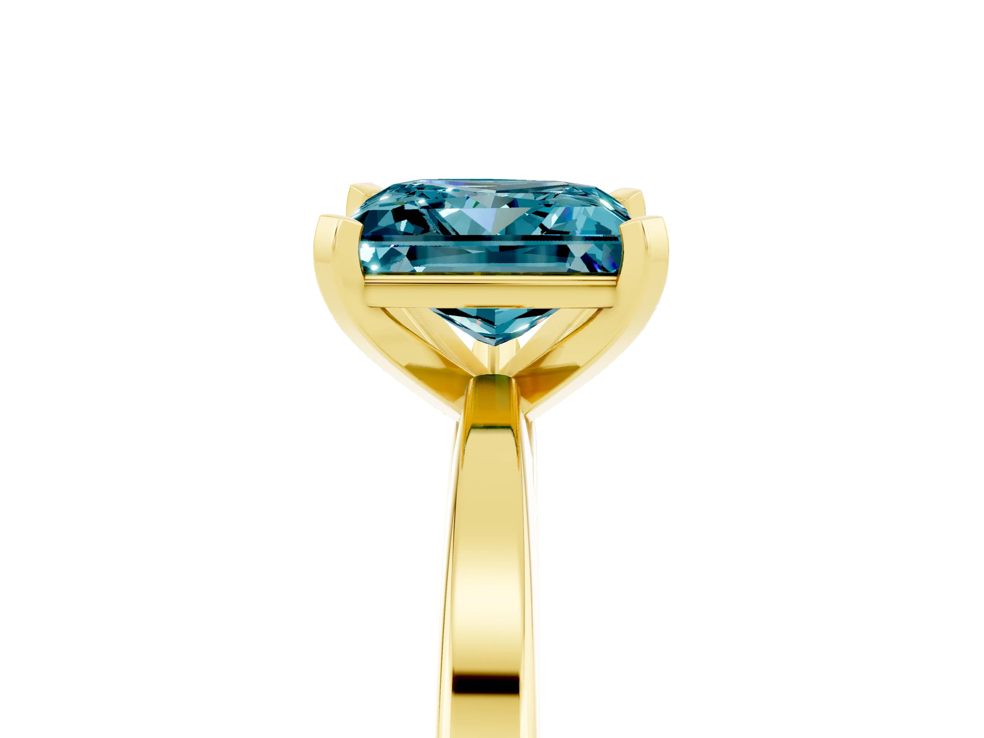 Yellow gold Princess Cut Blue Topaz Solitaire Engagement Ring with Classic Band and Four-Prong Setting_29