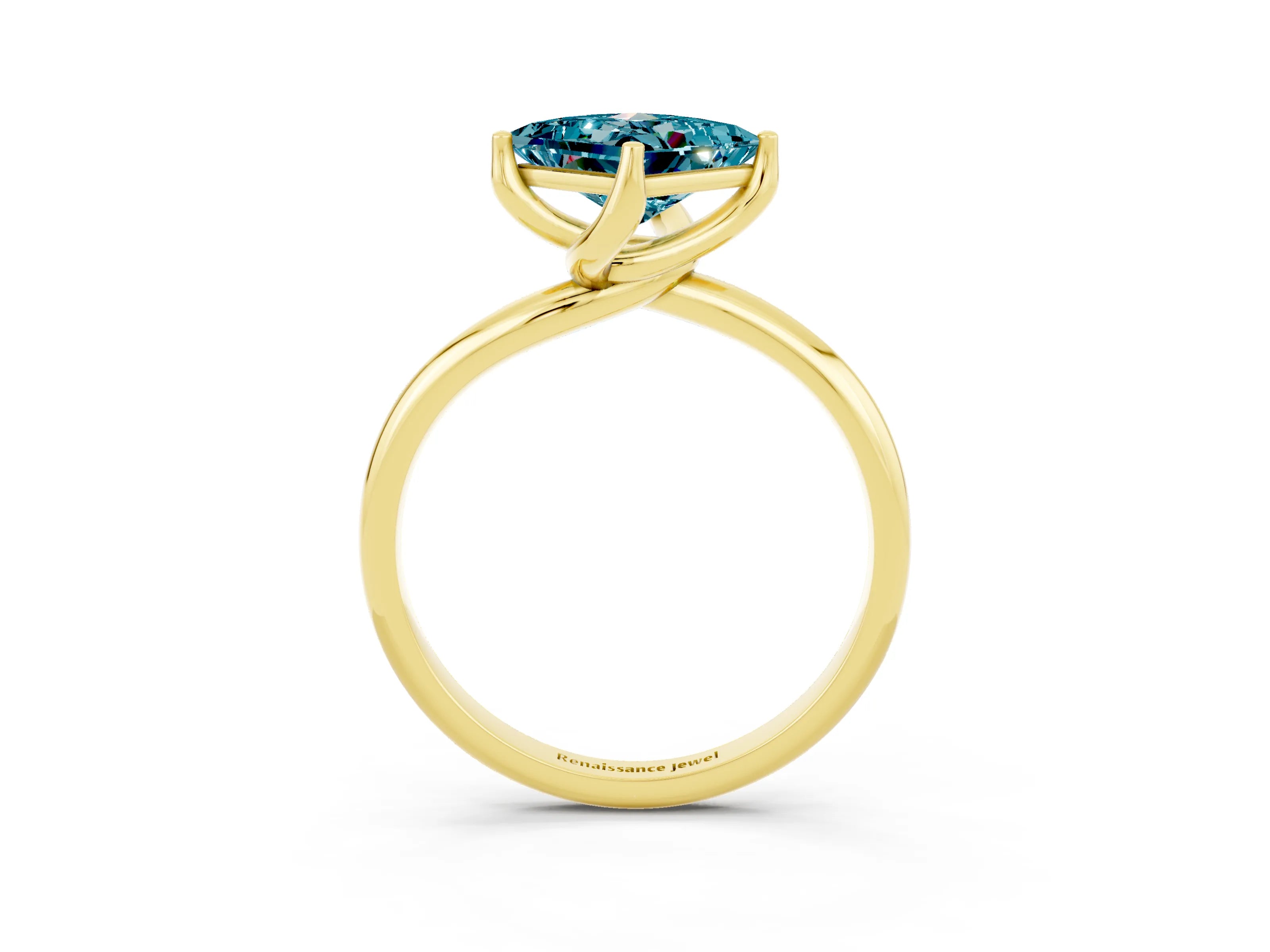 Yellow gold Princess Cut Blue Topaz Solitaire Engagement Ring with Four-Prong Setting and Classic Band_15