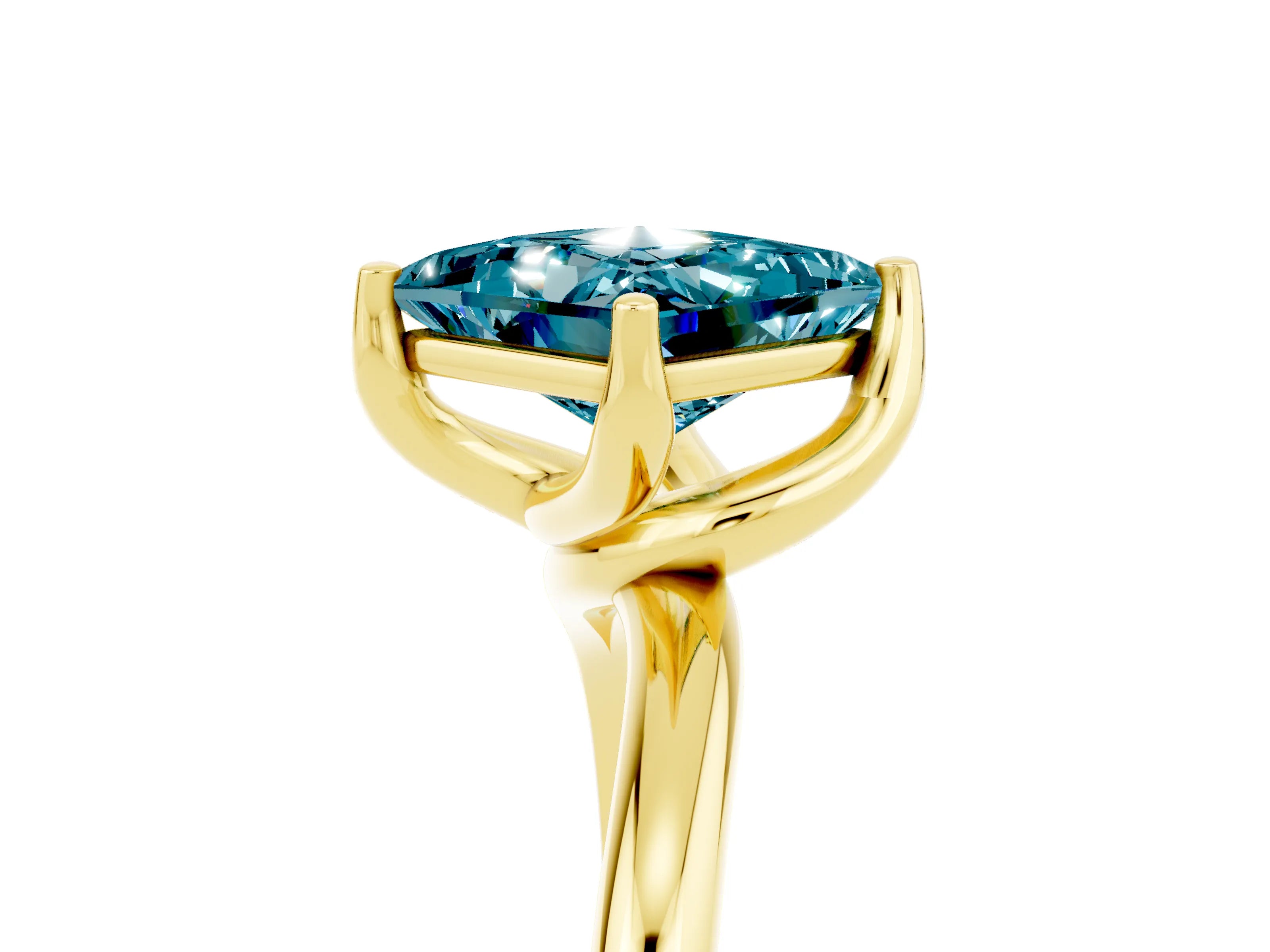 Yellow gold Princess Cut Blue Topaz Solitaire Engagement Ring with Four-Prong Setting and Classic Band_17