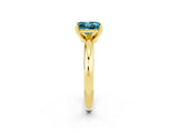 Yellow gold Princess Cut Blue Topaz Solitaire Engagement Ring with Round Band and Four-Prong Setting_2