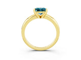 Yellow gold Princess Cut Blue Topaz Solitaire Engagement Ring with Round Band and Four-Prong Setting_3