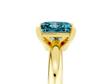 Yellow gold Princess Cut Blue Topaz Solitaire Engagement Ring with Round Band and Four-Prong Setting_5