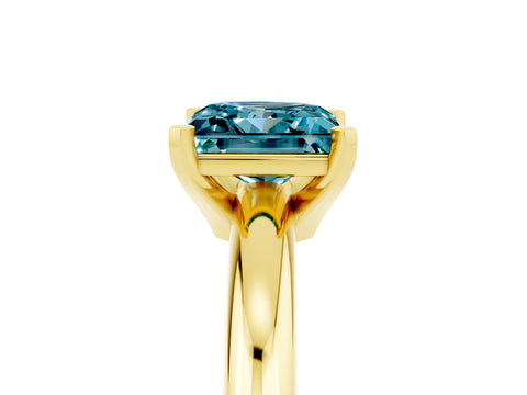 Yellow gold Princess Cut Blue Topaz Solitaire Engagement Ring with Round Band and Four-Prong Setting_5