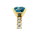 Yellow gold Princess Cut Blue Topaz Solitaire Pavé Engagement Ring with Round Band and Prong Setting_78