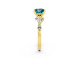 Yellow gold Princess Cut Blue Topaz Solitaire Ring with Crossover Gallery and Round  Pavé Band_38