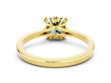 Yellow gold Princess Cut Blue Topaz Solitaire Ring with Flower Prong Setting and Classic Band_36
