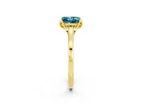 Yellow gold Princess Cut Blue Topaz Solitaire Ring with Flower Prong Setting and Classic Band_38