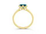 Yellow gold Princess Cut Blue Topaz Solitaire Ring with Flower Prong Setting and Classic Band_39