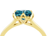 Yellow gold Princess Cut Blue Topaz Solitaire Ring with Flower Prong Setting and Classic Band_40