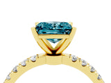 Yellow gold Princess Cut Blue Topaz Solitaire Ring with Pavé Accents and Four-Prong Setting_4
